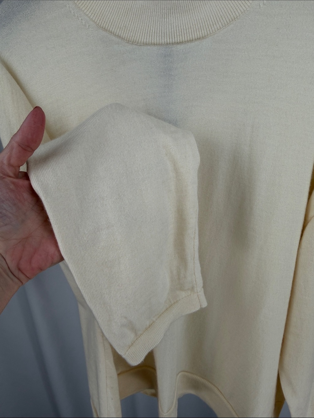 Banana Republic 100% Extra Fine Merino Wool Mock Neck Sweater XXL Ivory - Picture 3 of 7